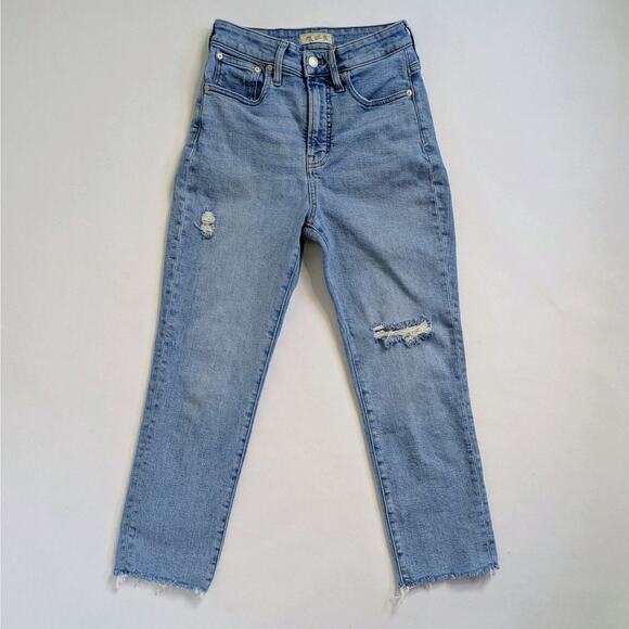 Madewell Curvy Perfect Vintage Crop Ripped High-Rise Straight Jeans 26P Petite - Picture 1 of 13
